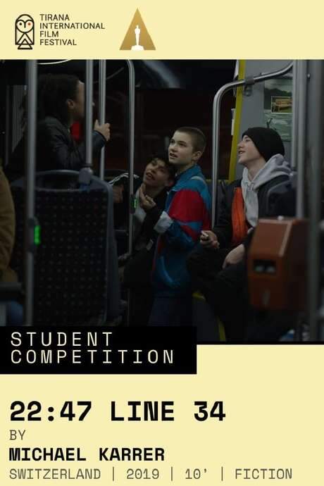 On a late-night bus, a group of teenagers fills the air with music and conversation. Other passengers seem lost in their own thoughts, until a drunken man boards and joins the lively group. His presence subtly alters the atmosphere, hinting at an unsettling turn of events as the journey continues through the city.